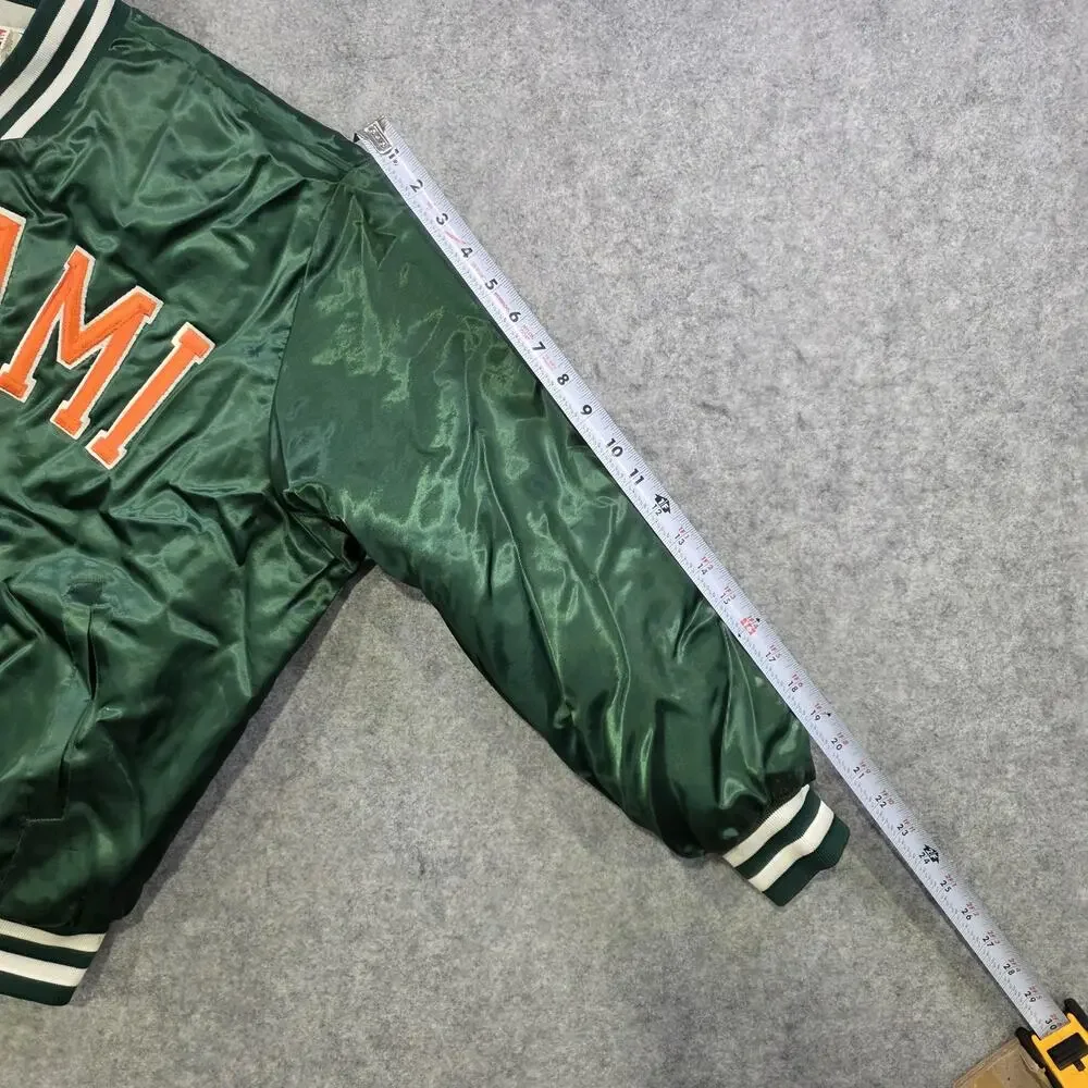 Vintage Miami Hurricanes‎ Jacket Mens XL Green NCAA Football Swingster Satin USA